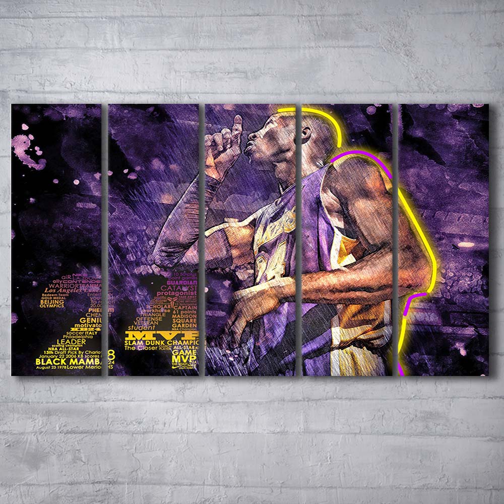 Mamba Mentality #24 Art Print, Extra Large 5 Panels Multi Canvas Print Wall Art, Home Decor