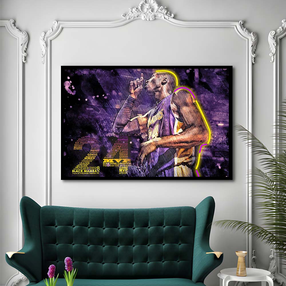 Mamba Mentality #24 Art Print, Framed Art Print Wall Decor, Neon Art Print, Picture Framed