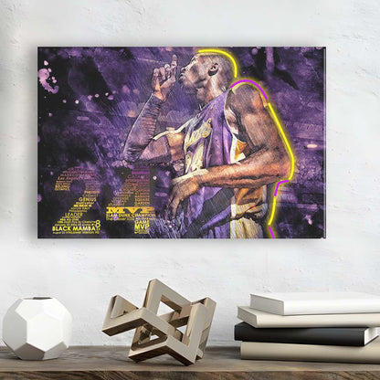 Mamba Mentality #24 Art Print, Canvas Print Wall Art, Wall Decor, Neon Effect Art