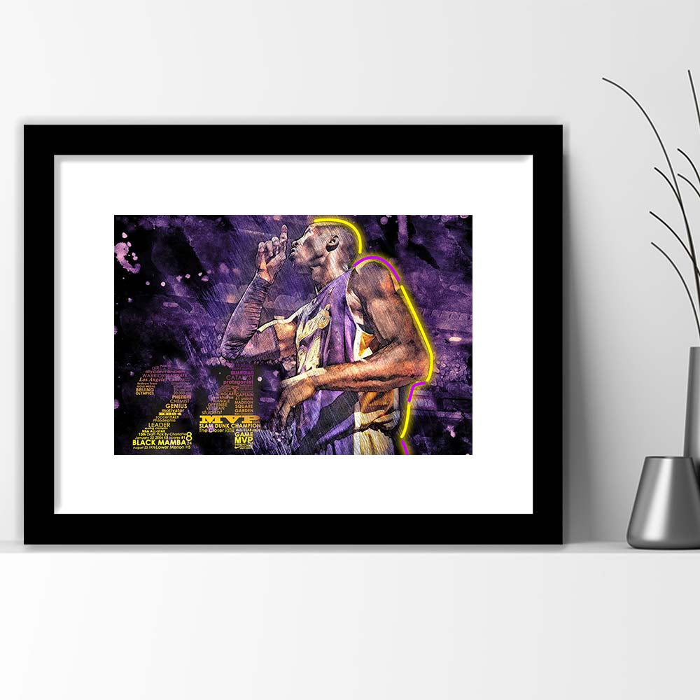 Mamba Mentality #24 Art Print, Framed Art Print Wall Decor, White Border, Framed Picture