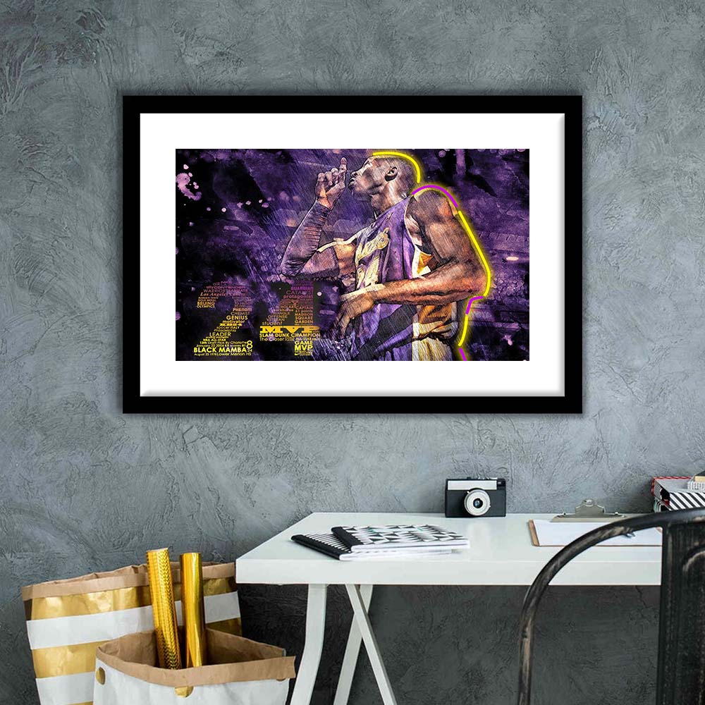 Mamba Mentality #24 Art Print, Framed Art Print Wall Decor, White Border, Framed Picture