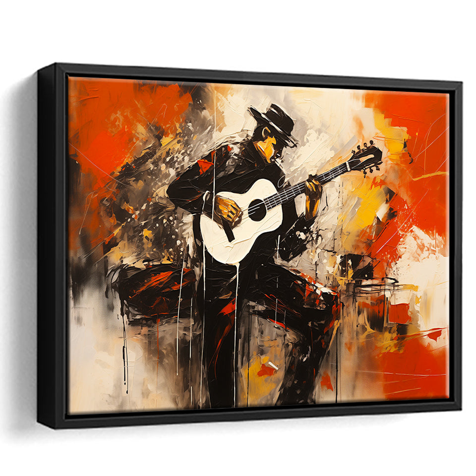 Man Playing Guita, Abstract Art, Oil Painting, Framed Canvas Painting, Framed Canvas Prints Wall Art Decor