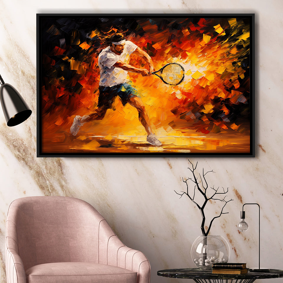 Man Playing Tennis Art Oil Painting, Framed Canvas Painting, Framed Canvas Prints Wall Art Decor