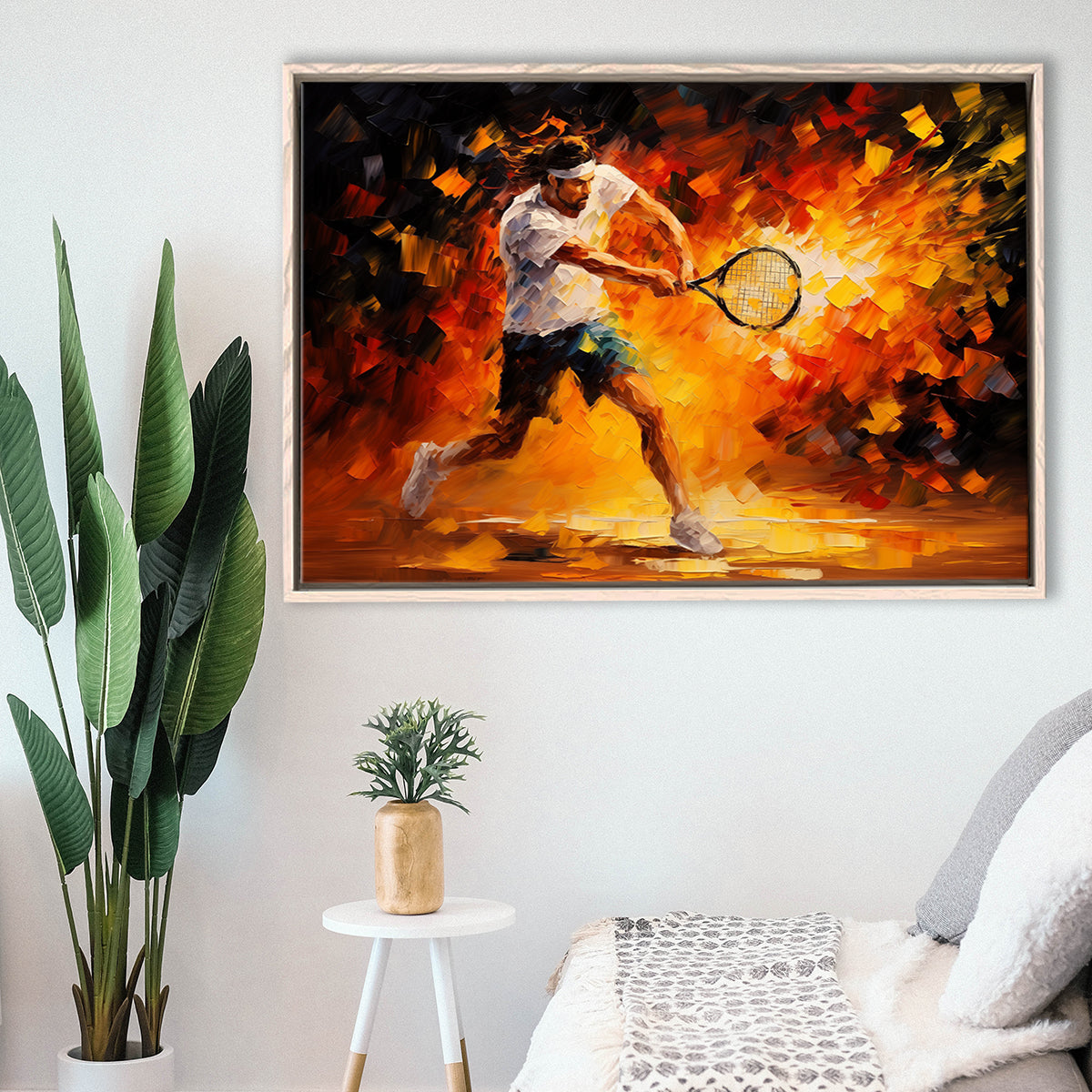 Man Playing Tennis Art Oil Painting, Framed Canvas Painting, Framed Canvas Prints Wall Art Decor