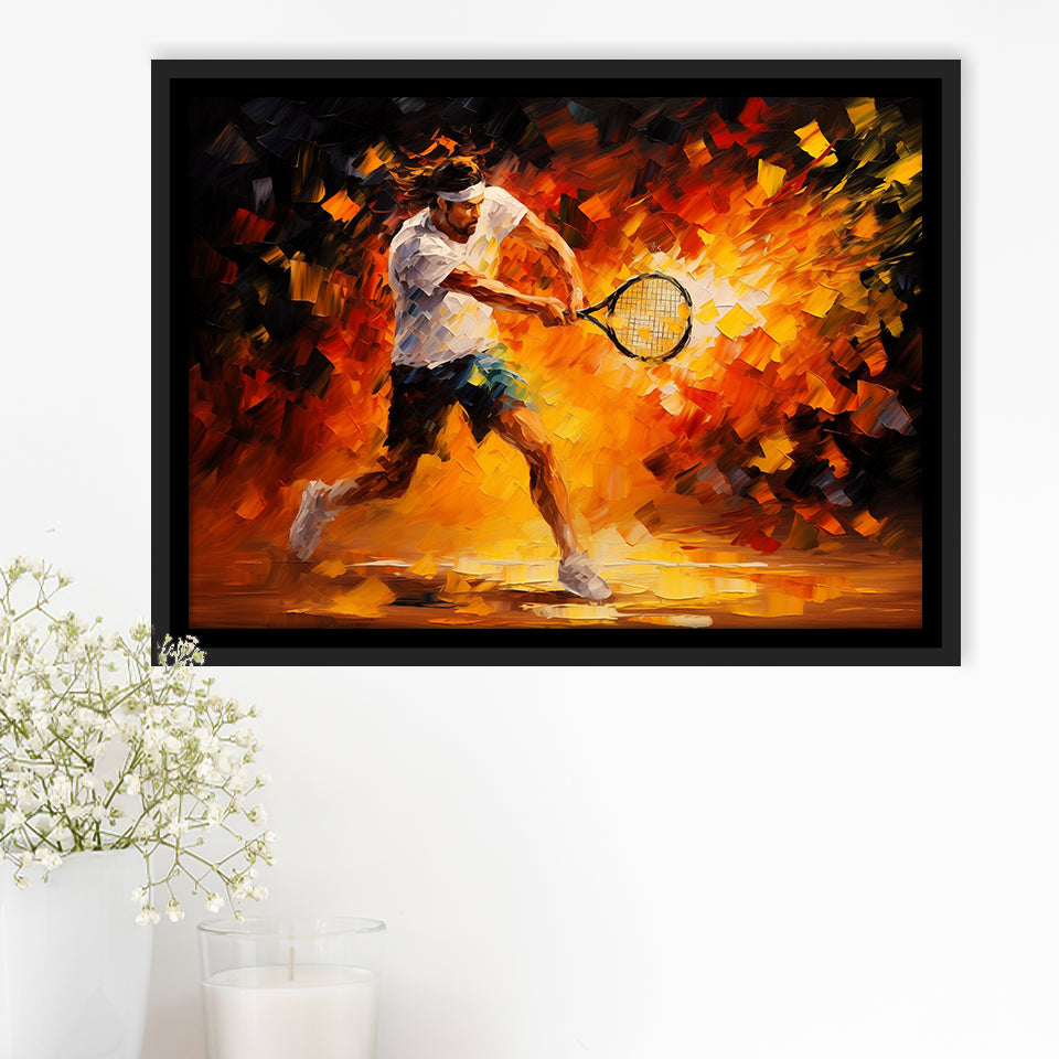 Man Playing Tennis Art Oil Painting, Framed Canvas Painting, Framed Canvas Prints Wall Art Decor