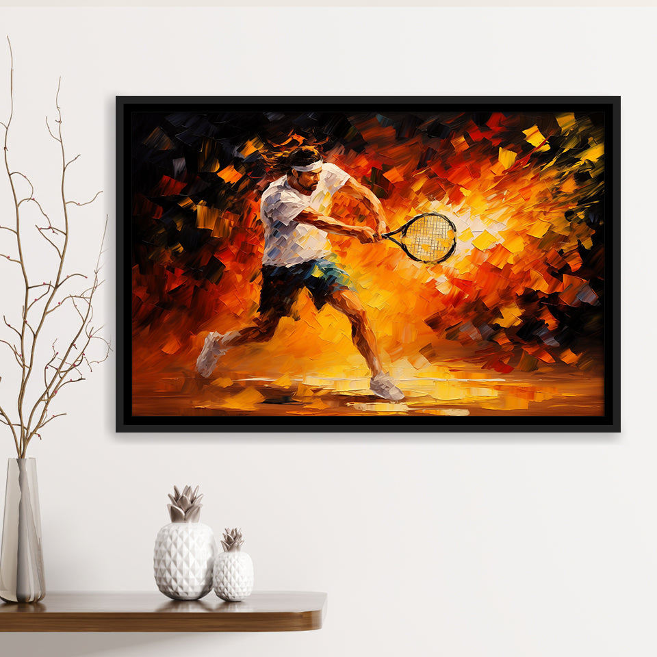 Man Playing Tennis Art Oil Painting, Framed Canvas Painting, Framed Canvas Prints Wall Art Decor