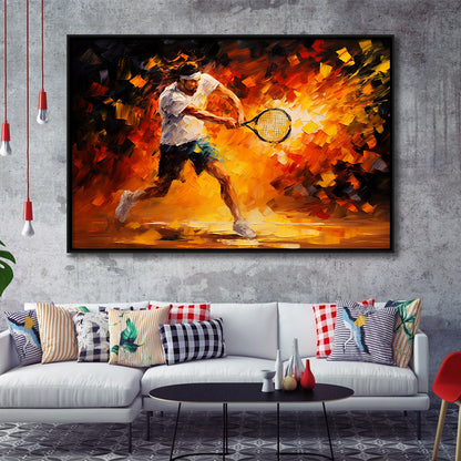 Man Playing Tennis Art Oil Painting, Framed Canvas Painting, Framed Canvas Prints Wall Art Decor