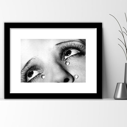 Man Ray Tears Print, Black and White, Fashion Photography, Dorm Room Decor, Framed Art Print White Border Wall Decor