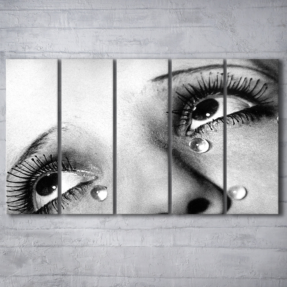 Man Ray Tears Print, Black and White, Fashion Photography, Dorm Room Decor, 5 Pieces Large Canvas Print