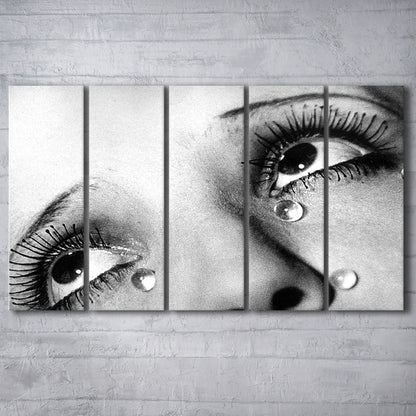 Man Ray Tears Print, Black and White, Fashion Photography, Dorm Room Decor, 5 Pieces Large Canvas Print