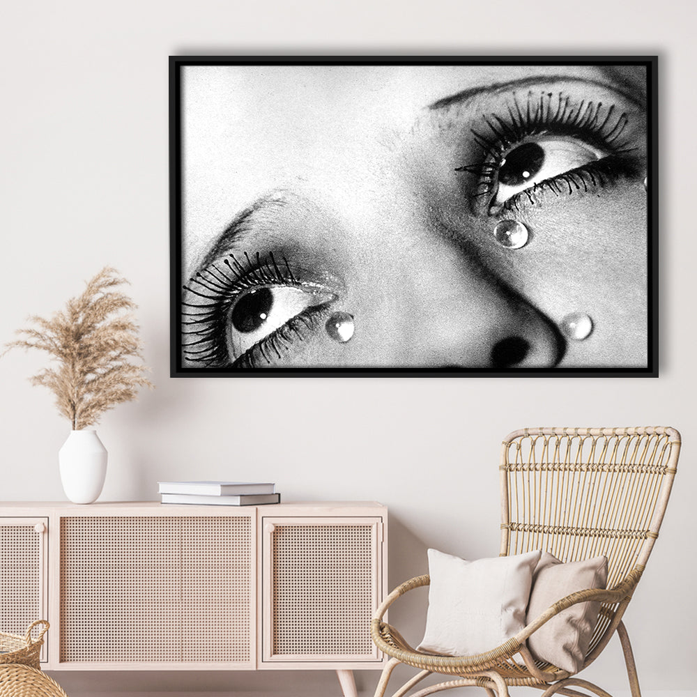Man Ray Tears Print, Black and White, Fashion Photography, Dorm Room Decor, Floating Framed Canvas Print