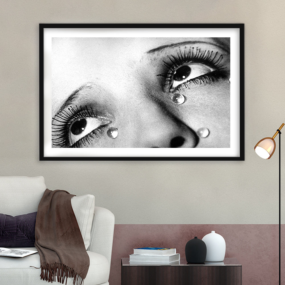 Man Ray Tears Print, Black and White, Fashion Photography, Dorm Room Decor, Framed Art Print White Border Wall Decor