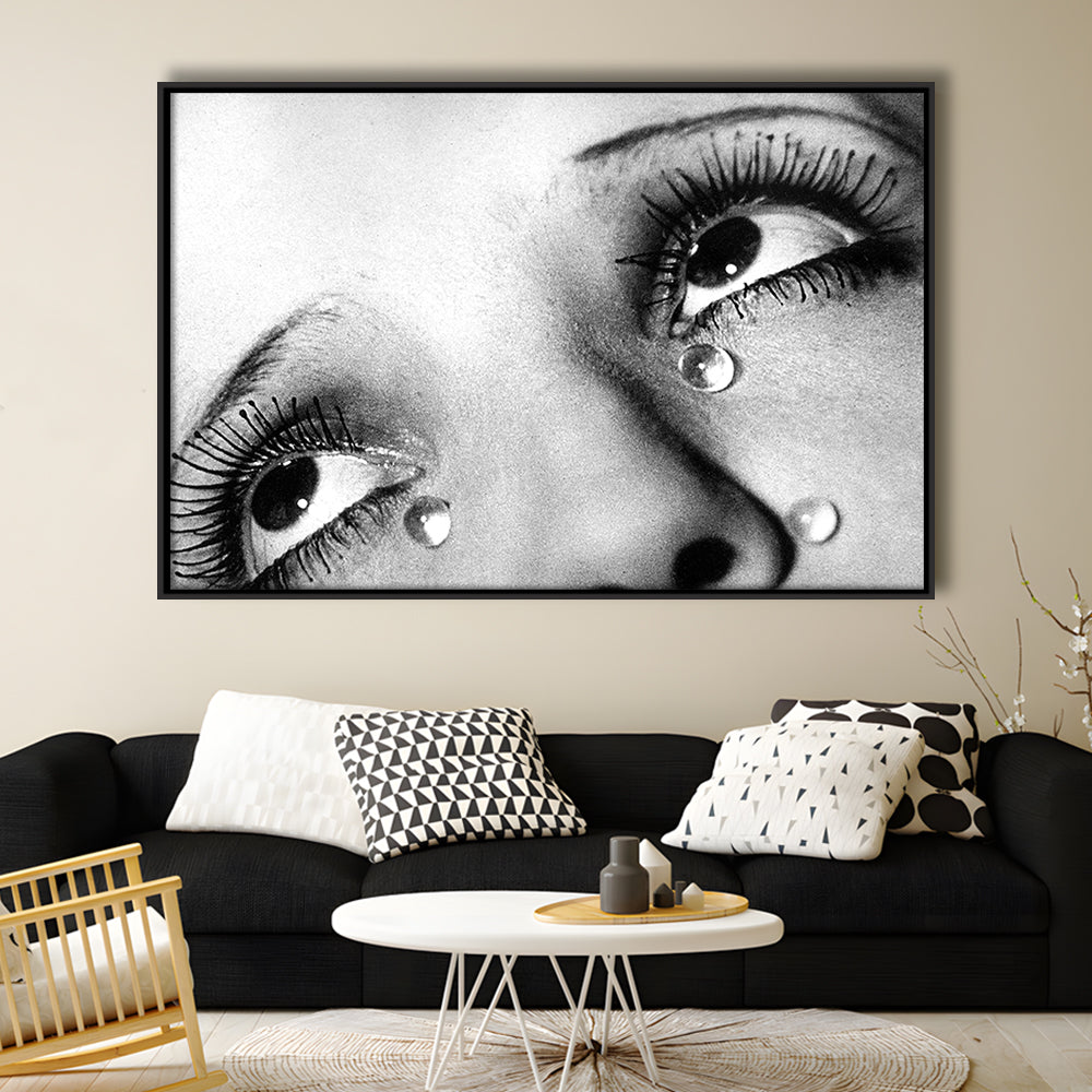 Man Ray Tears Print, Black and White, Fashion Photography, Dorm Room Decor, Floating Framed Canvas Print