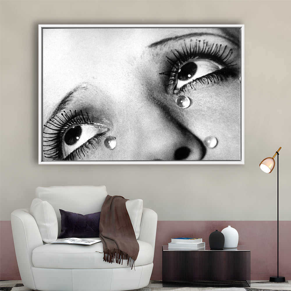 Man Ray Tears Print, Black and White, Fashion Photography, Dorm Room Decor, Floating Framed Canvas Print