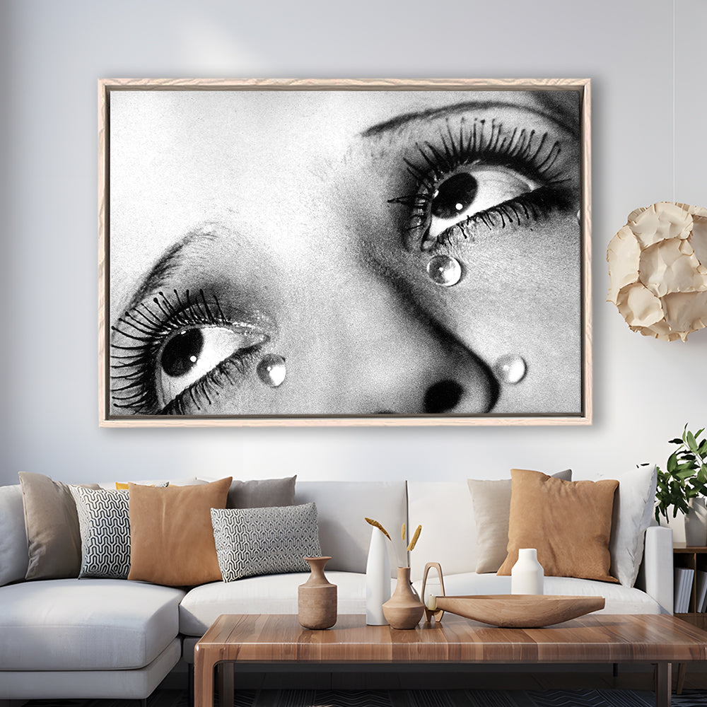 Man Ray Tears Print, Black and White, Fashion Photography, Dorm Room Decor, Floating Framed Canvas Print