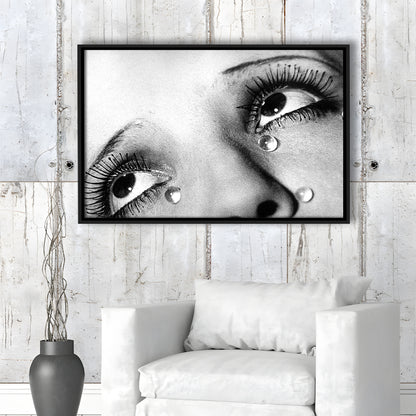 Man Ray Tears Print, Black and White, Fashion Photography, Dorm Room Decor, Floating Framed Canvas Print