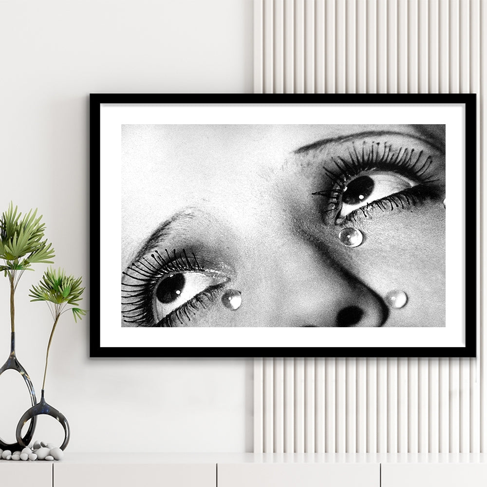 Man Ray Tears Print, Black and White, Fashion Photography, Dorm Room Decor, Framed Art Print White Border Wall Decor