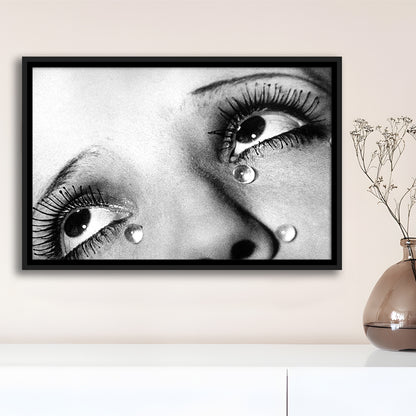 Man Ray Tears Print, Black and White, Fashion Photography, Dorm Room Decor, Floating Framed Canvas Print