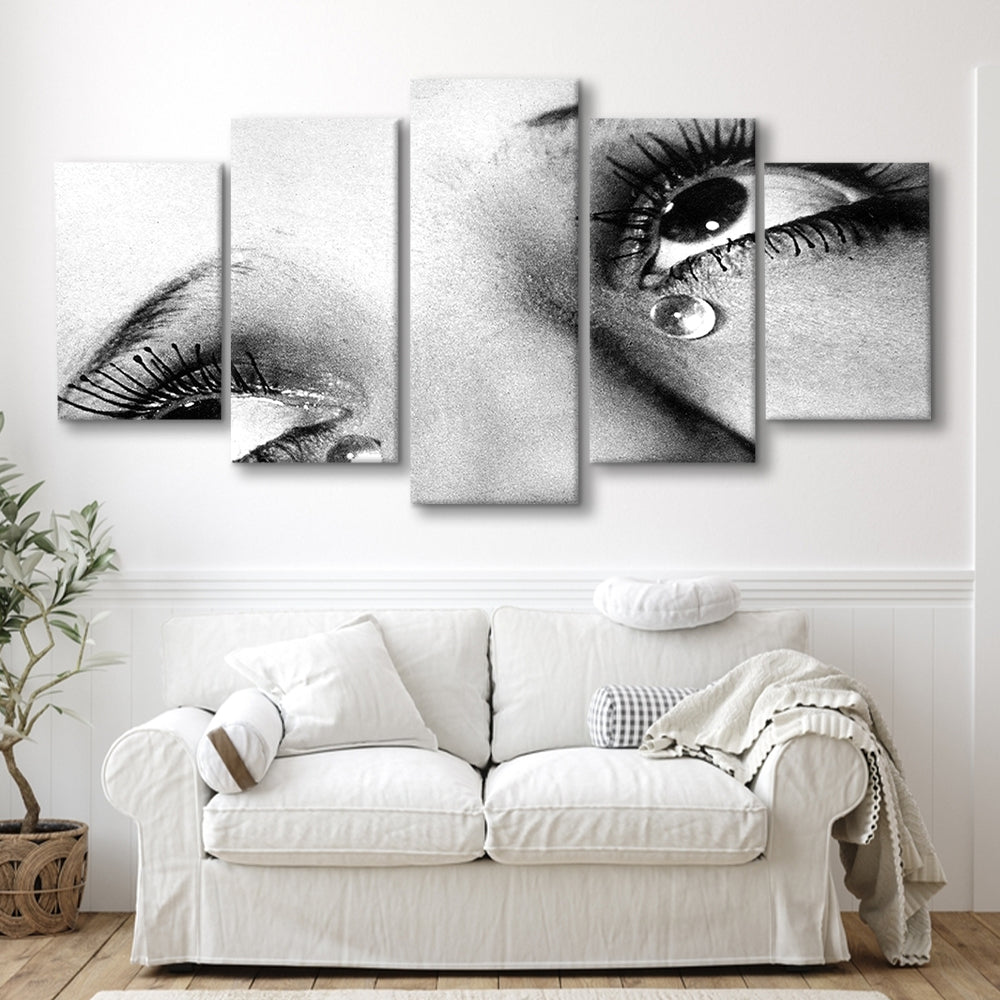 Man Ray Tears Print, Black and White, Fashion Photography, Dorm Room Decor, Mixed 5 Pieces Canvas Print