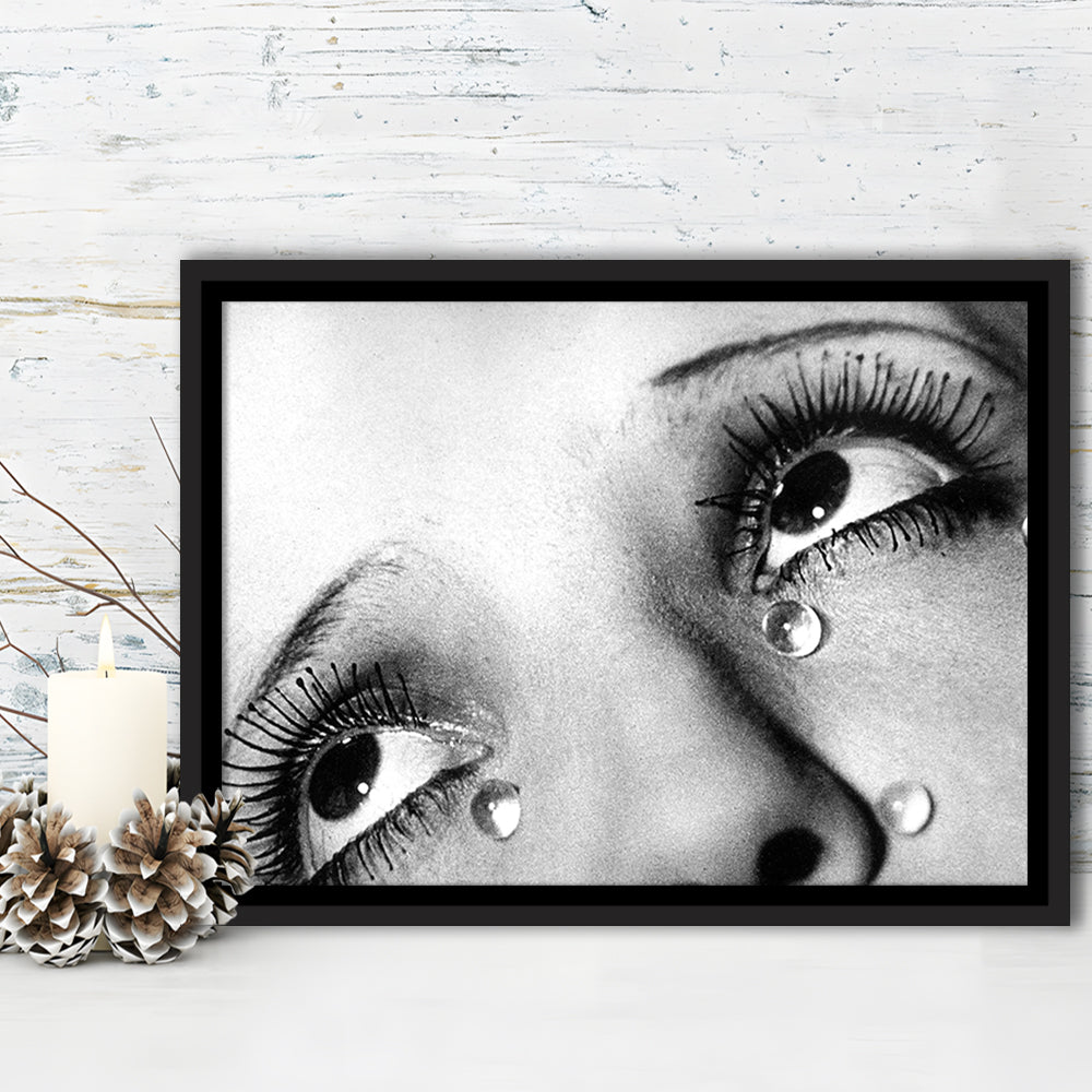 Man Ray Tears Print, Black and White, Fashion Photography, Dorm Room Decor, Floating Framed Canvas Print
