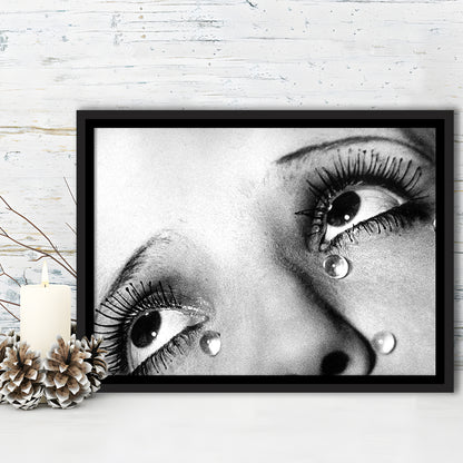 Man Ray Tears Print, Black and White, Fashion Photography, Dorm Room Decor, Floating Framed Canvas Print