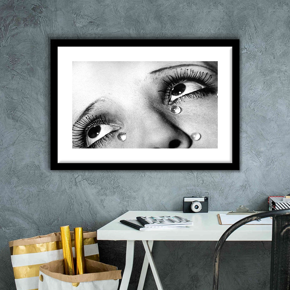 Man Ray Tears Print, Black and White, Fashion Photography, Dorm Room Decor, Framed Art Print White Border Wall Decor