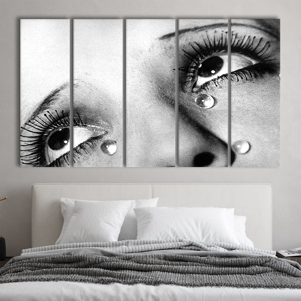 Man Ray Tears Print, Black and White, Fashion Photography, Dorm Room Decor, 5 Pieces Large Canvas Print