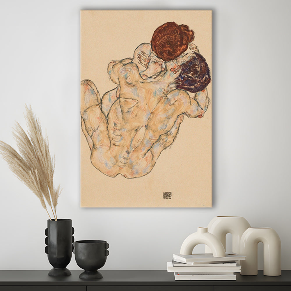 Man And Woman By Egon Schiele Print, Egon Schiele Wall Art Print, Canvas Print, Canvas Decor