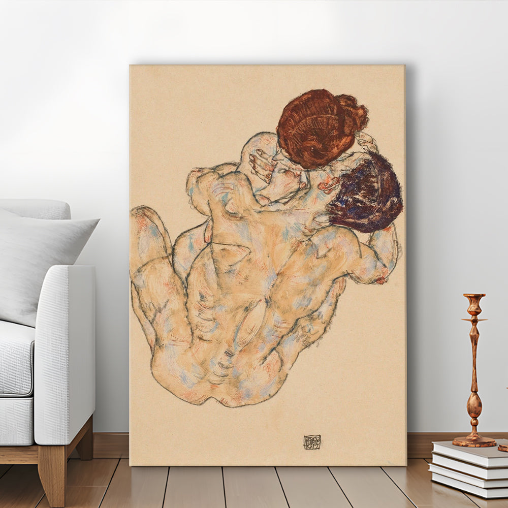 Man And Woman By Egon Schiele Print, Egon Schiele Wall Art Print, Canvas Print, Canvas Decor