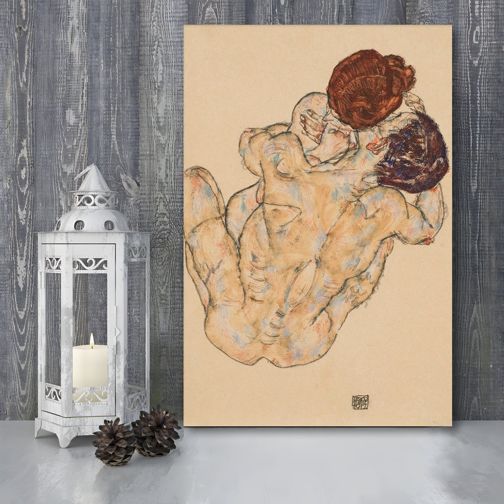 Man And Woman By Egon Schiele Print, Egon Schiele Wall Art Print, Canvas Print, Canvas Decor