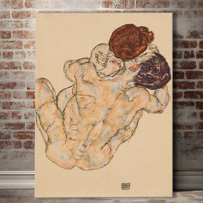 Man And Woman By Egon Schiele Print, Egon Schiele Wall Art Print, Canvas Print, Canvas Decor