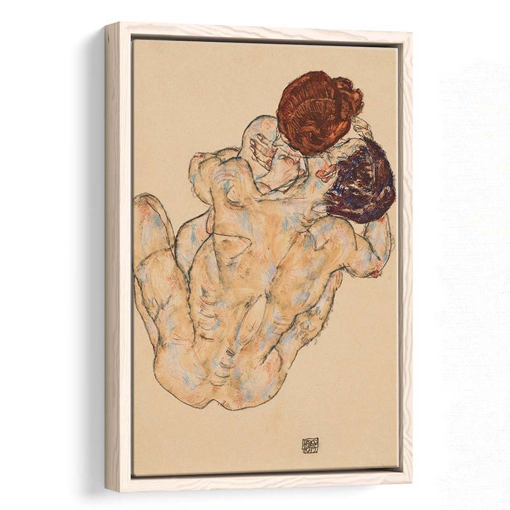 Man And Woman By Egon Schiele Print, Egon Schiele Wall Art Print, Framed Canvas Print, Floating Frame