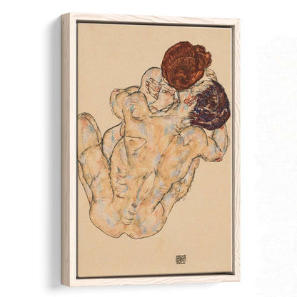 Man And Woman By Egon Schiele Print, Egon Schiele Wall Art Print, Framed Canvas Print, Floating Frame