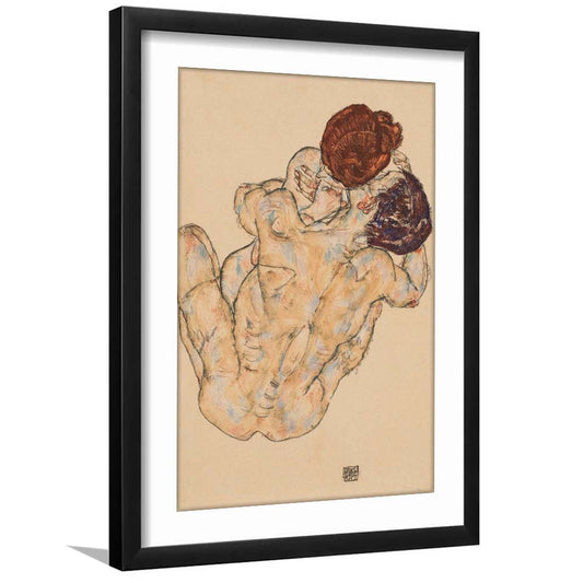 Man And Woman By Egon Schiele Print, Egon Schiele Wall Art Print, Framed Art Print, White Border