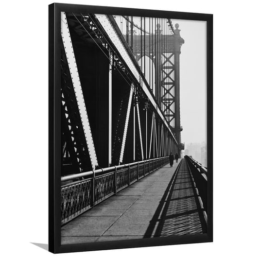 Manhattan Bridge New York City Architecture Print Black and White Art, Framed Art Print Wall Decor
