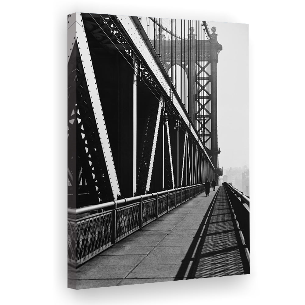 Manhattan Bridge New York City Architecture Print Black and White Art, Canvas Print Wall Art