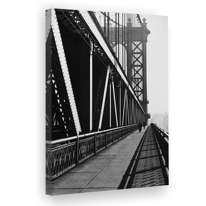 Manhattan Bridge New York City Architecture Print Black and White Art, Canvas Print Wall Art