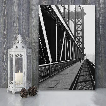 Manhattan Bridge New York City Architecture Print Black and White Art, Canvas Print Wall Art