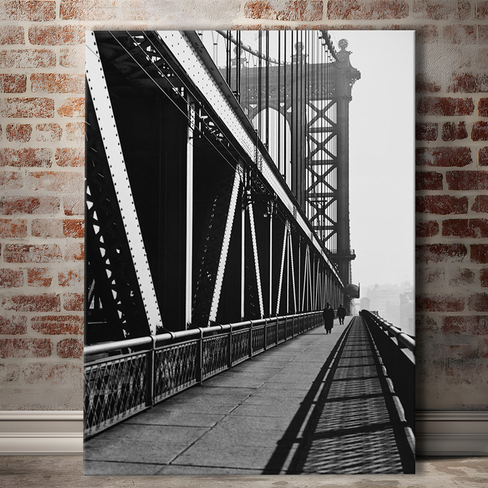 Manhattan Bridge New York City Architecture Print Black and White Art, Canvas Print Wall Art