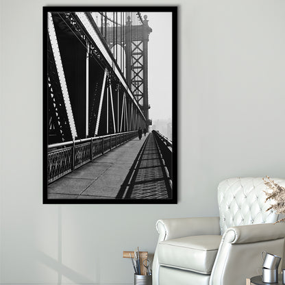 Manhattan Bridge New York City Architecture Print Black and White Art, Framed Art Print Wall Decor