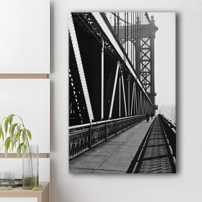 Manhattan Bridge New York City Architecture Print Black and White Art, Canvas Print Wall Art