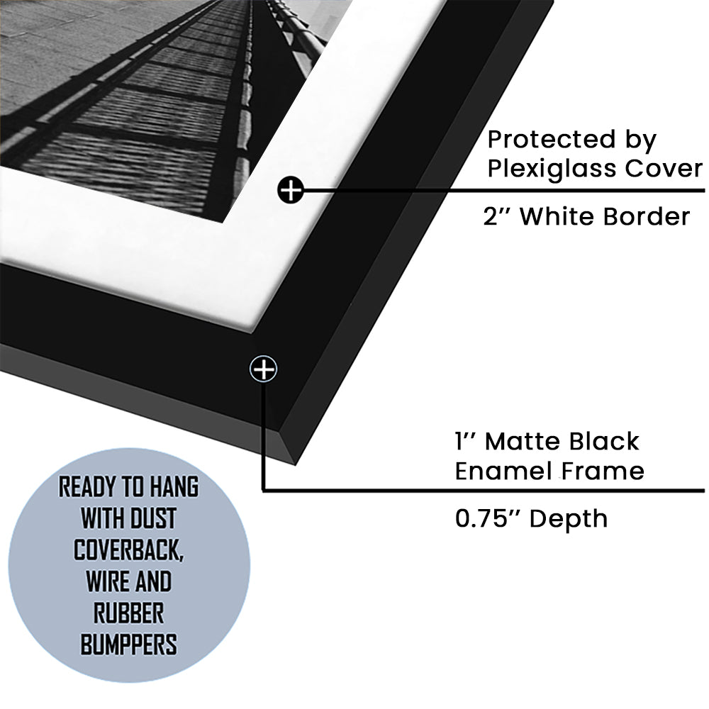 Manhattan Bridge New York City Architecture Print Black and White Art, Framed Art Print White Border Wall Decor