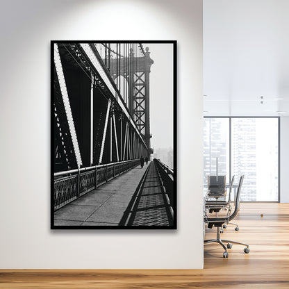 Manhattan Bridge New York City Architecture Print Black and White Art, Framed Art Print Wall Decor