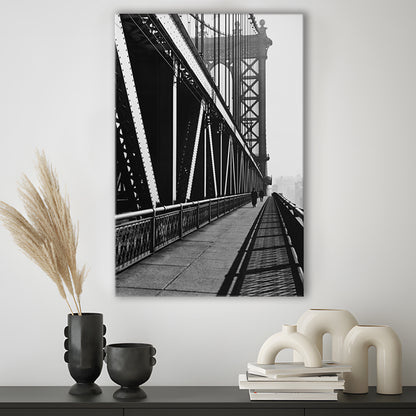 Manhattan Bridge New York City Architecture Print Black and White Art, Canvas Print Wall Art