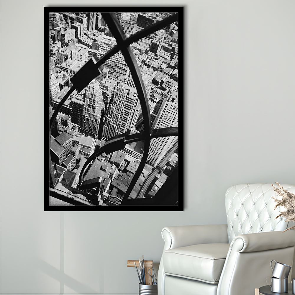 Manhattan New York City View Architecture Print Black and White Art, Framed Art Print Wall Decor