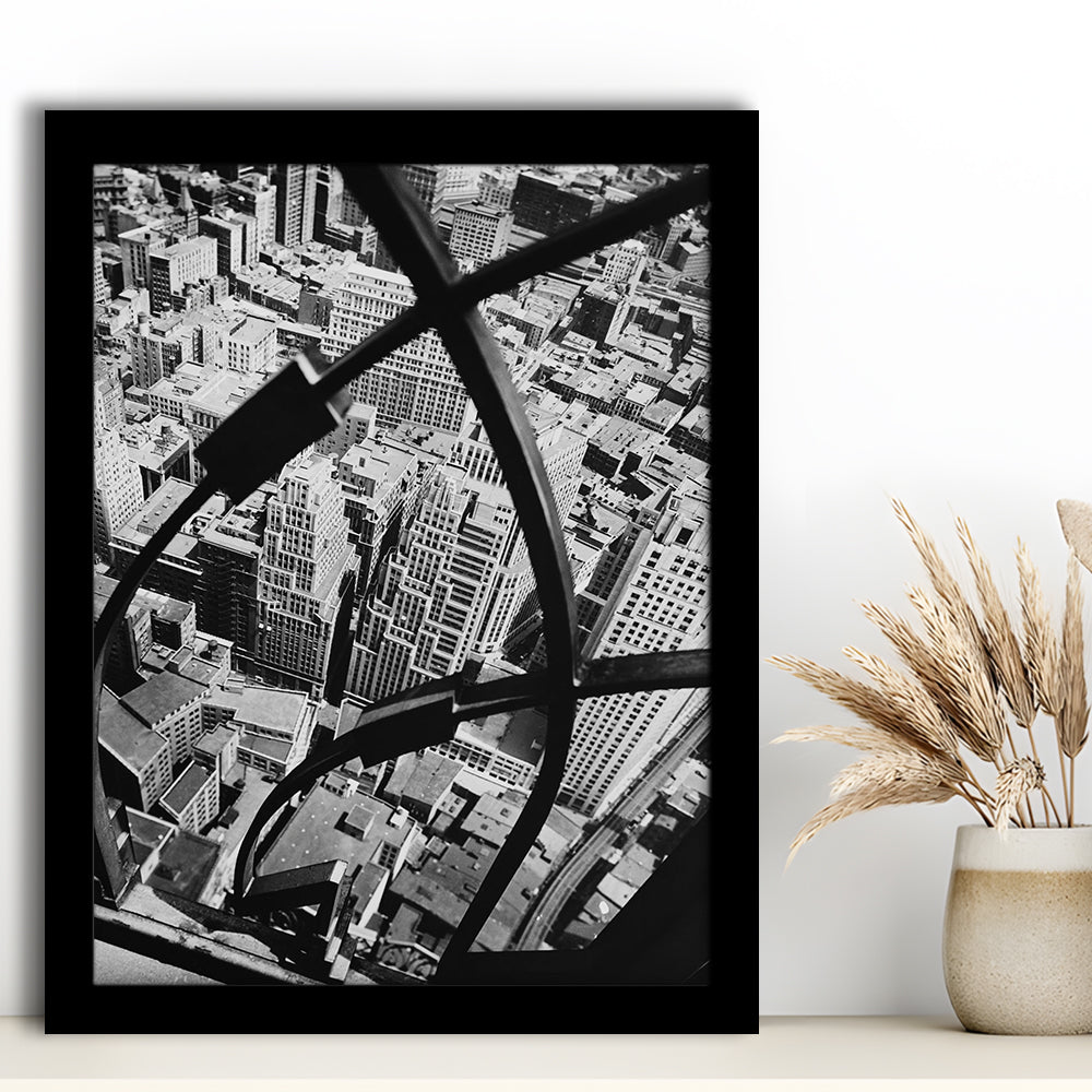 Manhattan New York City View Architecture Print Black and White Art, Framed Art Print Wall Decor