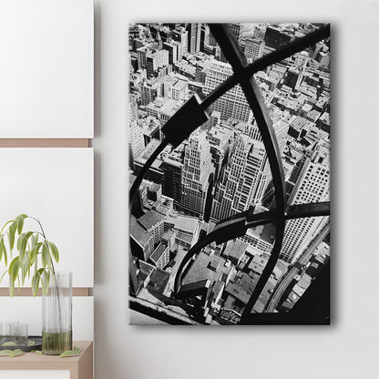 Manhattan New York City View Architecture Print Black and White Art, Canvas Print Wall Art