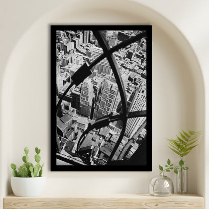 Manhattan New York City View Architecture Print Black and White Art, Framed Art Print Wall Decor