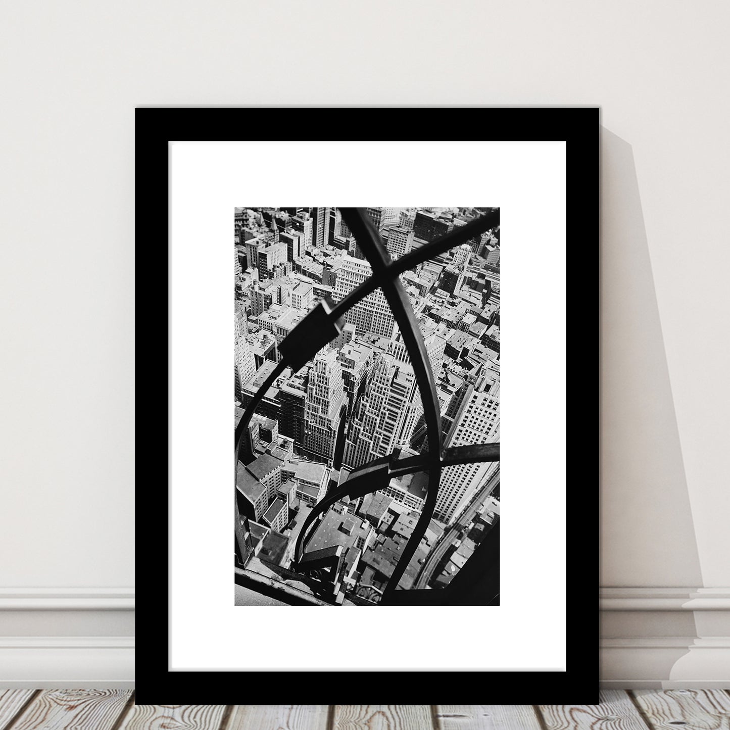 Manhattan New York City View Architecture Print Black and White Art, Framed Art Print White Border Wall Decor