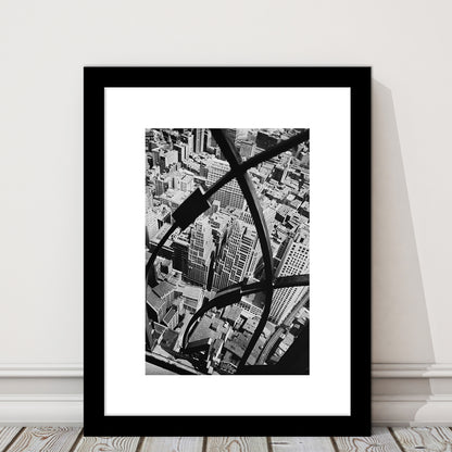 Manhattan New York City View Architecture Print Black and White Art, Framed Art Print White Border Wall Decor